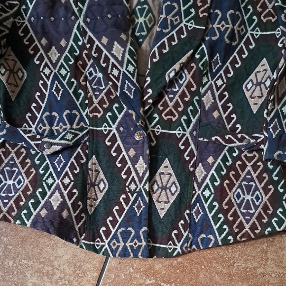 Geometric Patterned Blazer in Blue and Black - Picture 3 of 7